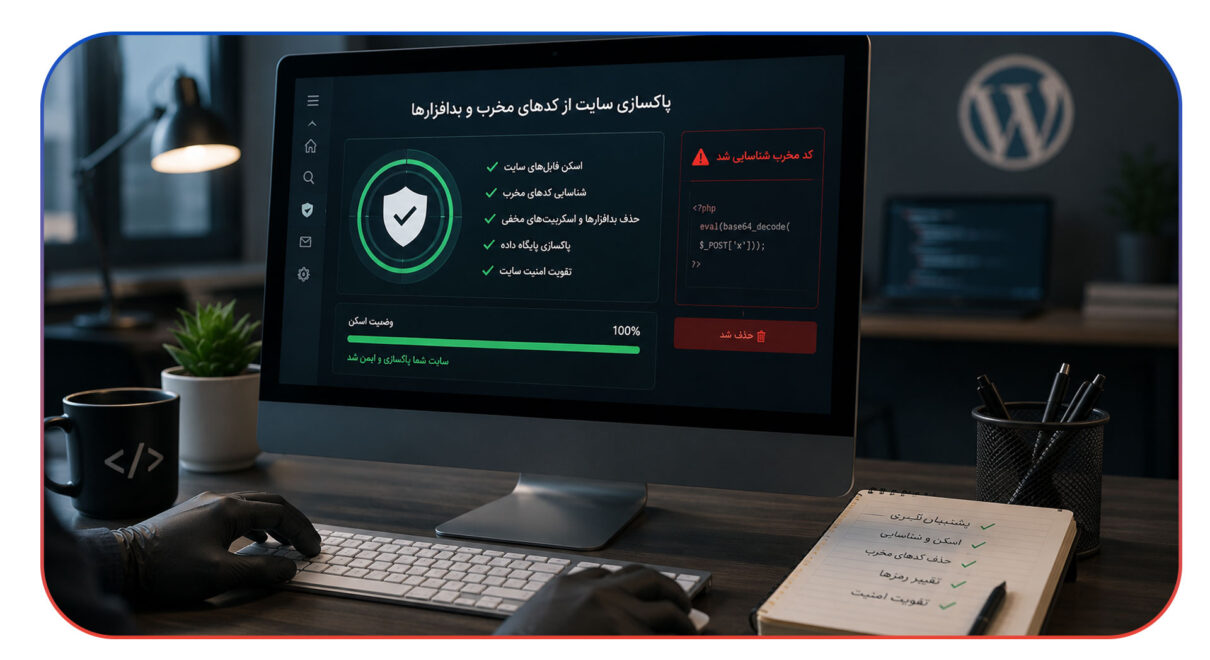 پاکسازی سایت از کدهای مخرب و بدافزارها